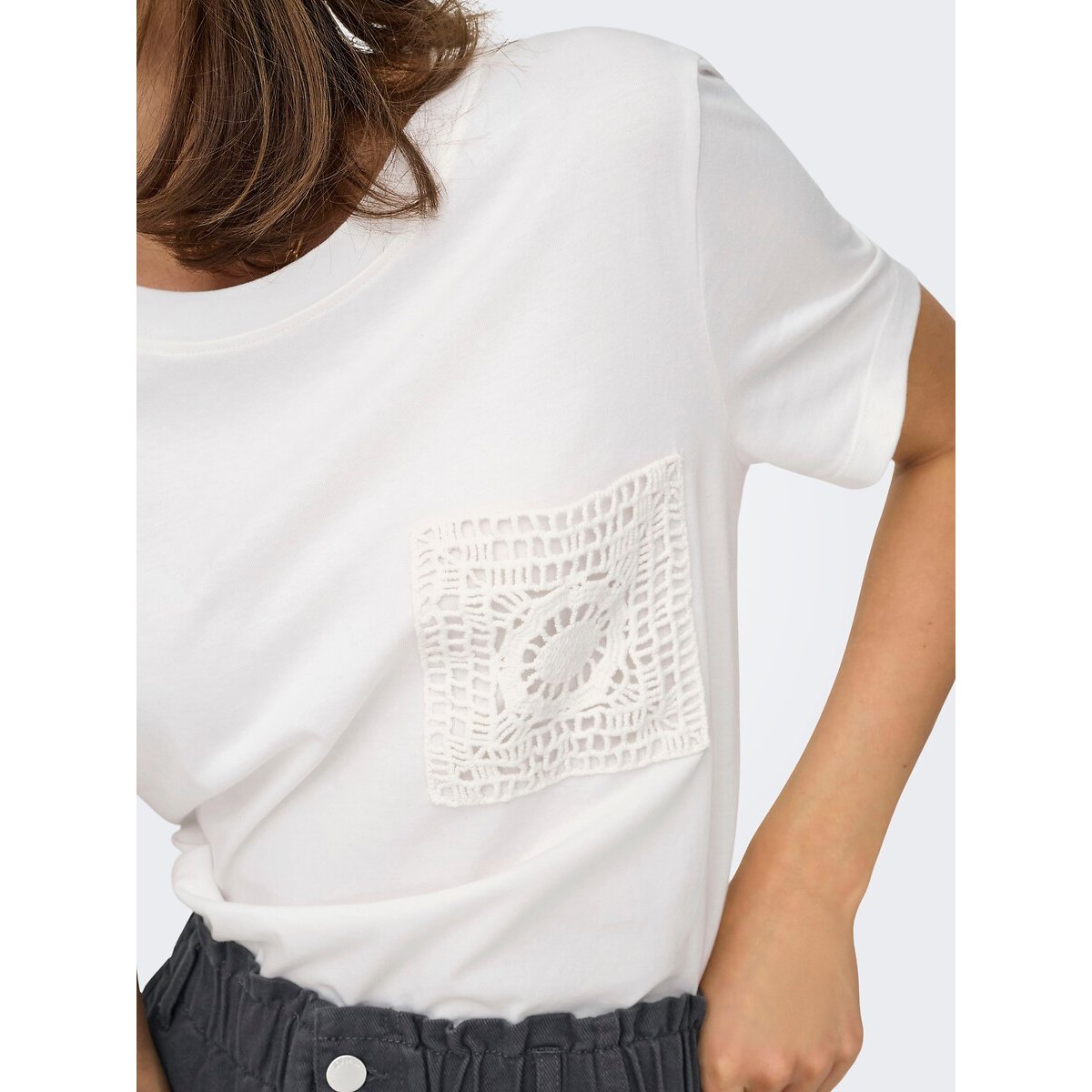 T-shirt manches courtes, col rond blanc, JDY