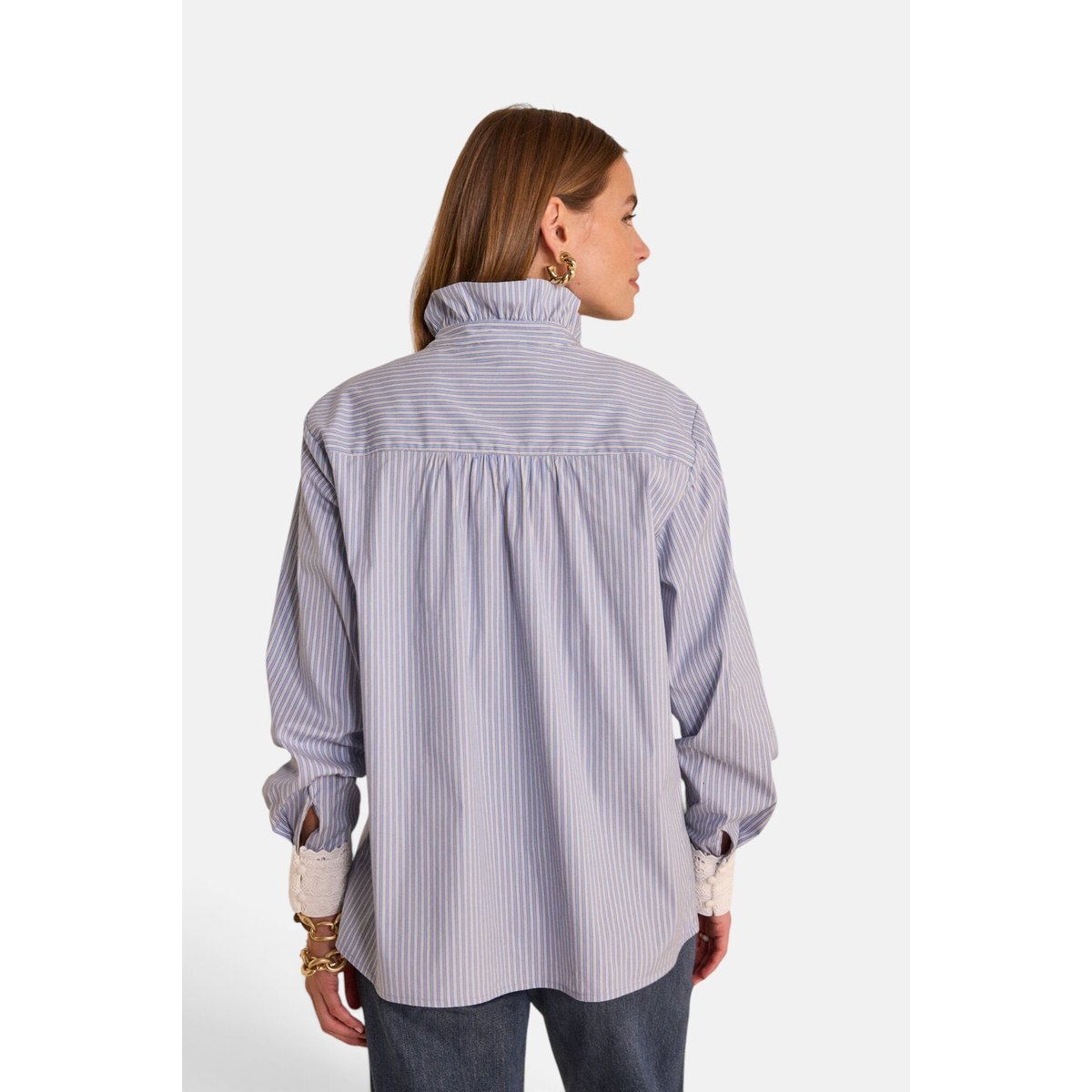 Blouse rayée en coton DOUCE bleu chambray, Maison 123