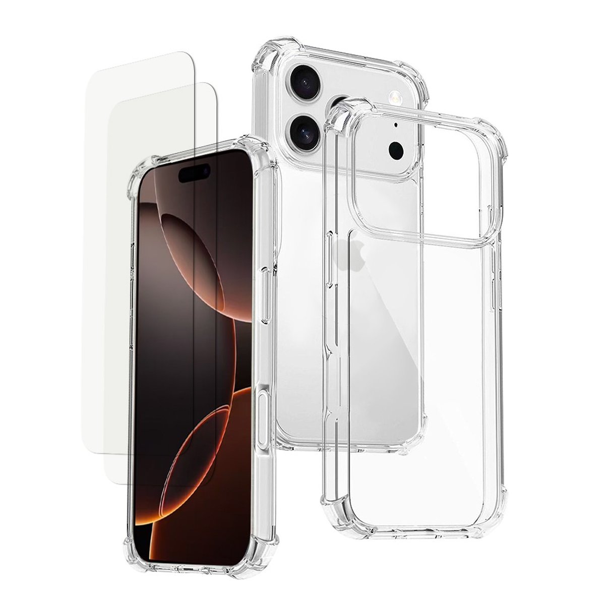 Coque iPhone 17 Pro Max antichoc + 2 vitres transparent, EVETANE