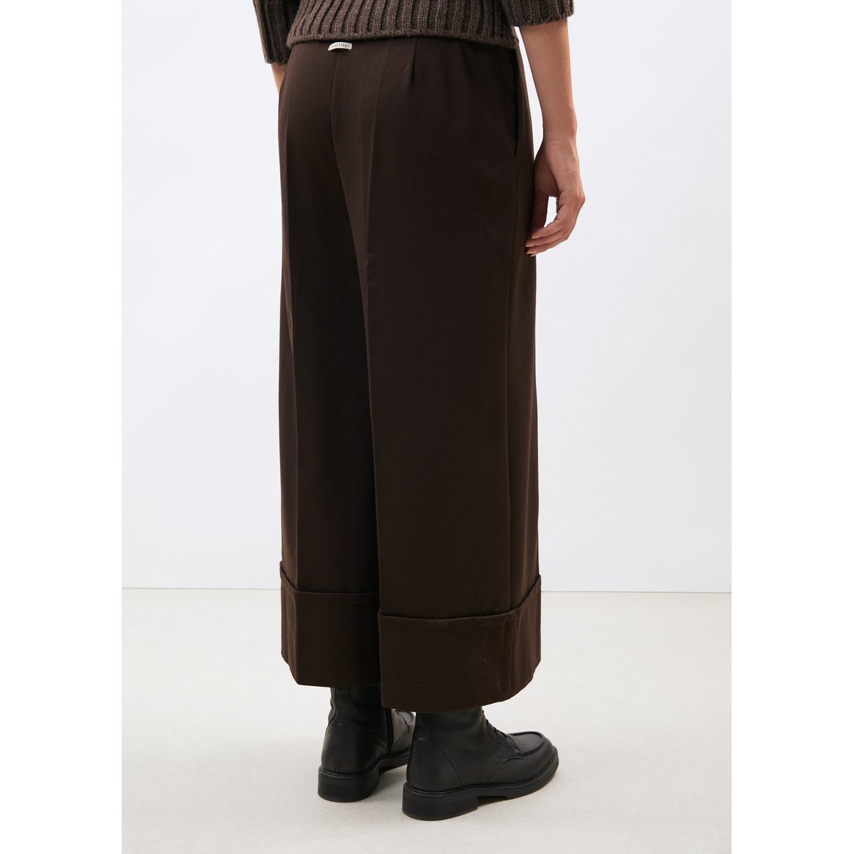 Pantalon large 7/8ème en milano chocolat, HUMILITY