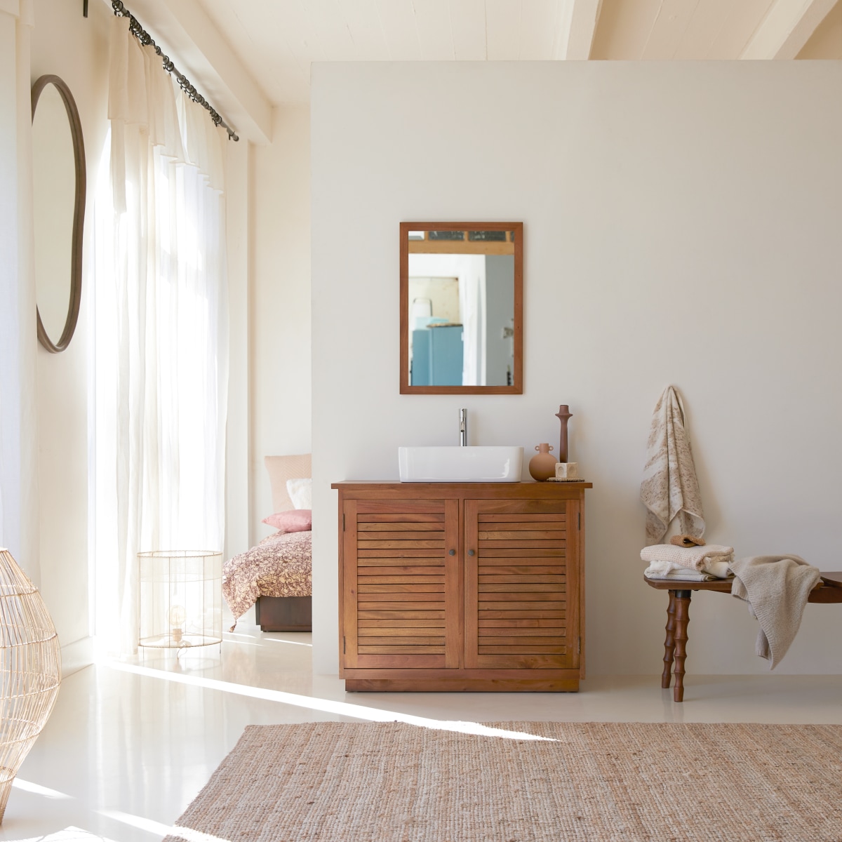 Meuble Salle De Bain en Acacia massif, LOGGIA naturel, TIKAMOON
