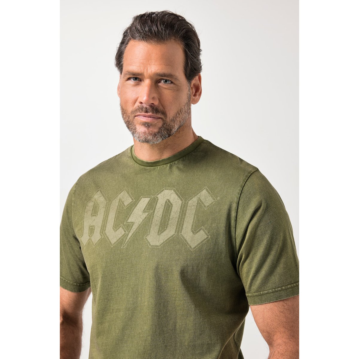 T-shirt, imprimé groupe AC/DC kaki foncé, JP1880