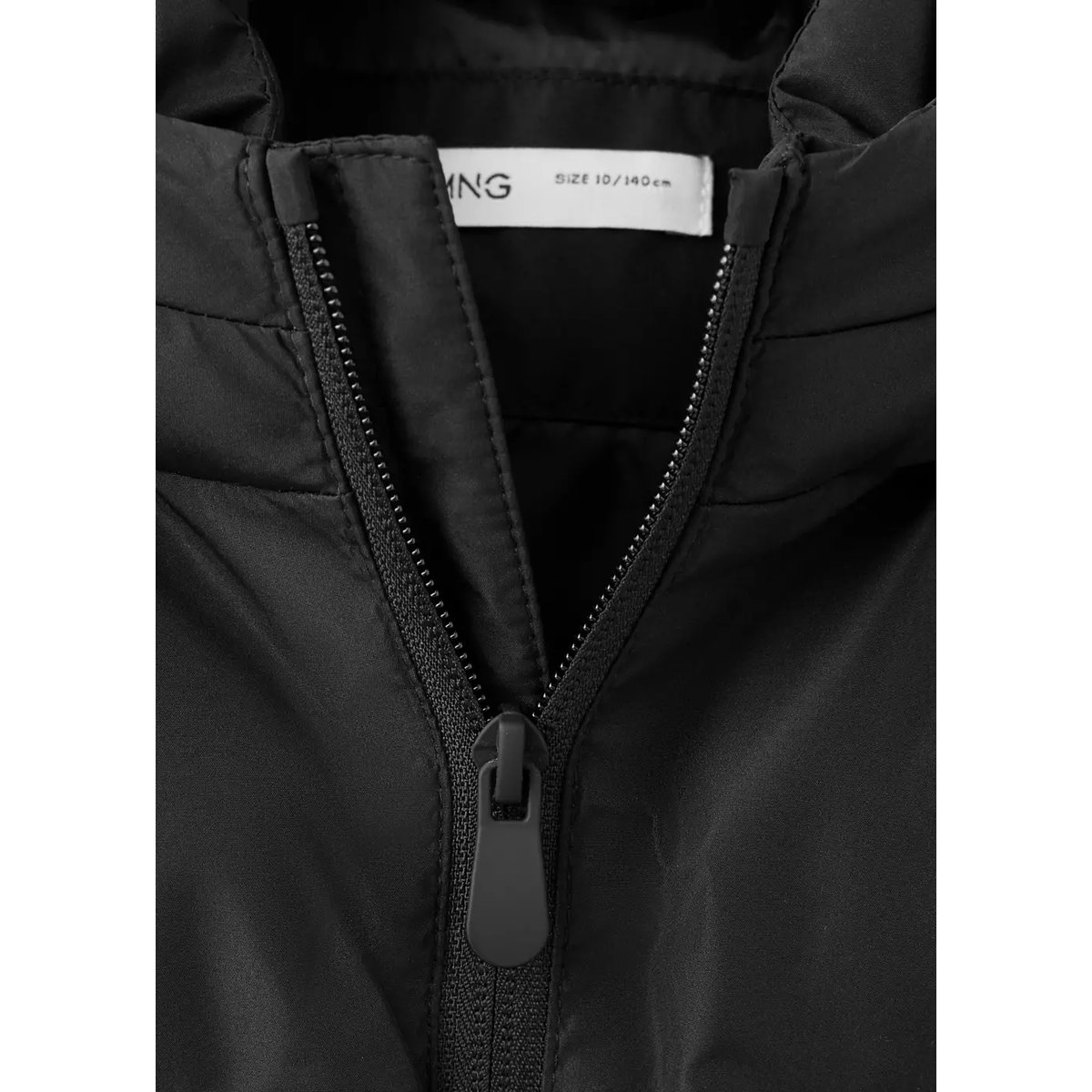 Anorak matelassé à capuche noir, MANGO KIDS