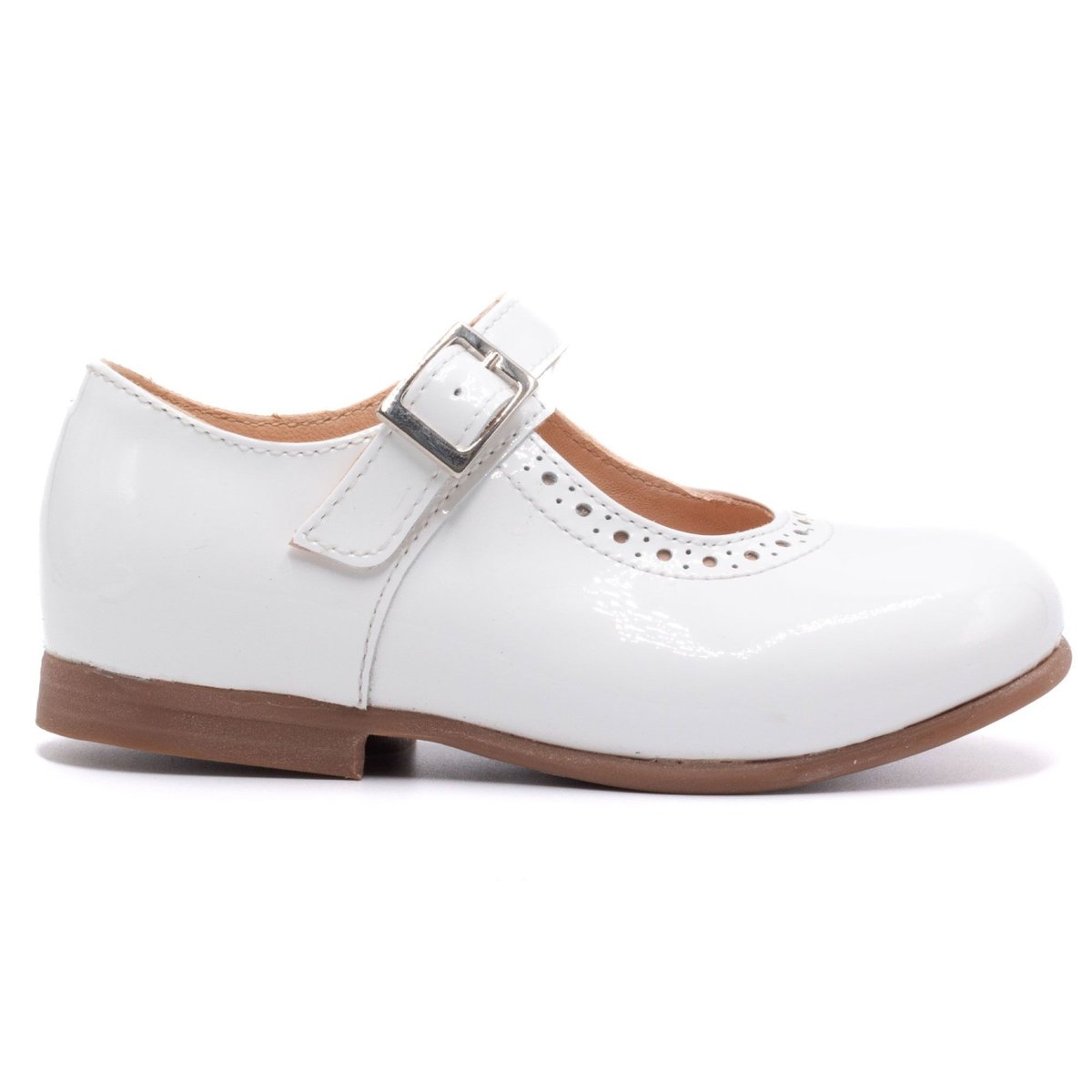 Chaussures cérémonie bébé fille en cuir, à boucle - BONI MINI-ANAIS blanche, BONI&SIDONIE