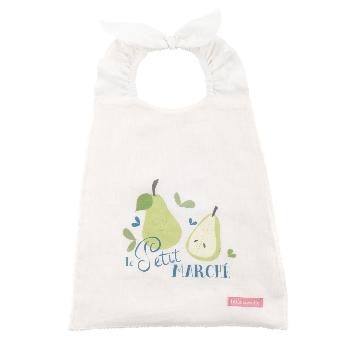 Bavoir élastiqué LE PETIT MARCHE ecru, LITTLE CREVETTE