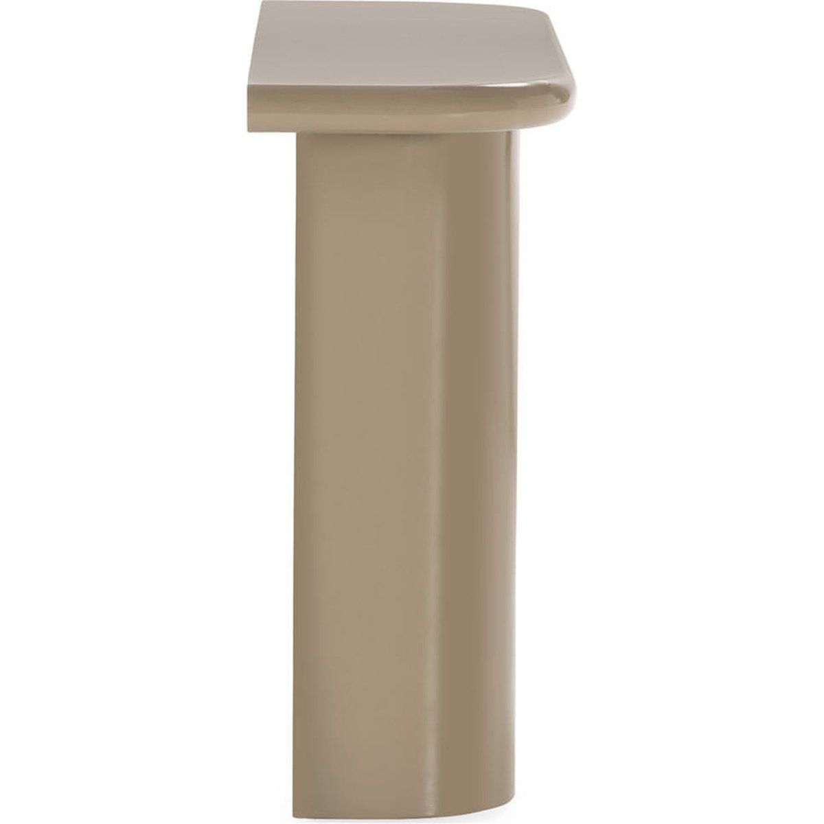 Console en bois aux lignes arrondies taupe doux brillant, RECOLLECTION