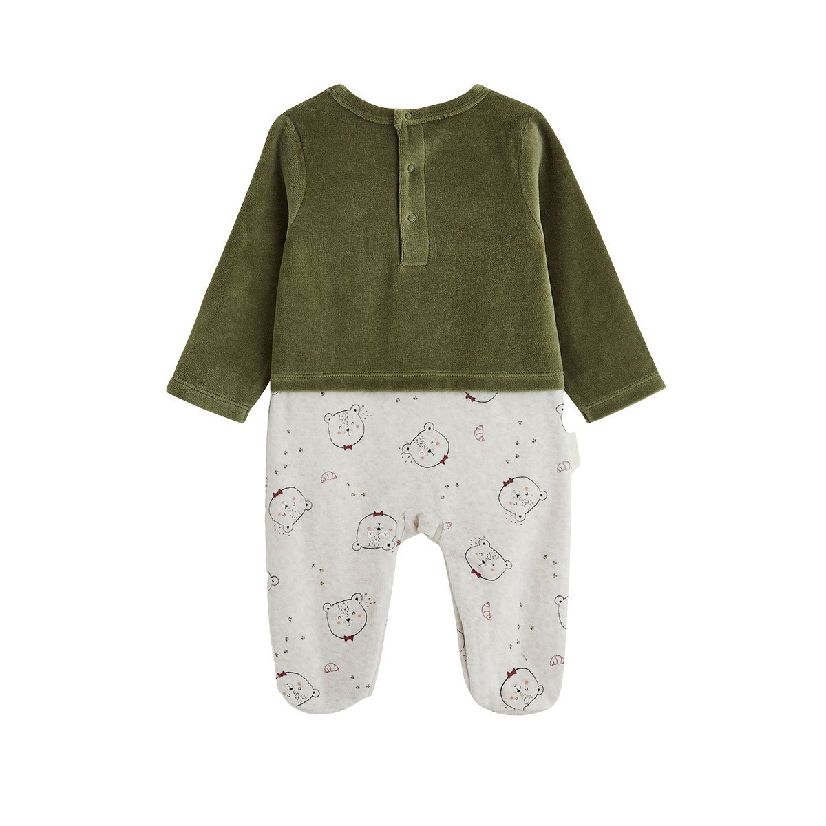 Pyjama bébé en velours Pistache kaki, PETIT BEGUIN