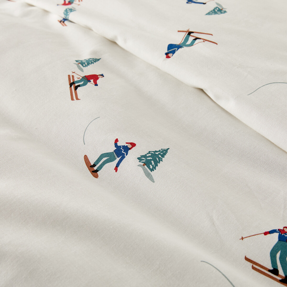 Tout Schuss Duvet Cover Set in 30% Recycled Cotton with Square Pillowcase print/ecru background, LA REDOUTE INTERIEURS