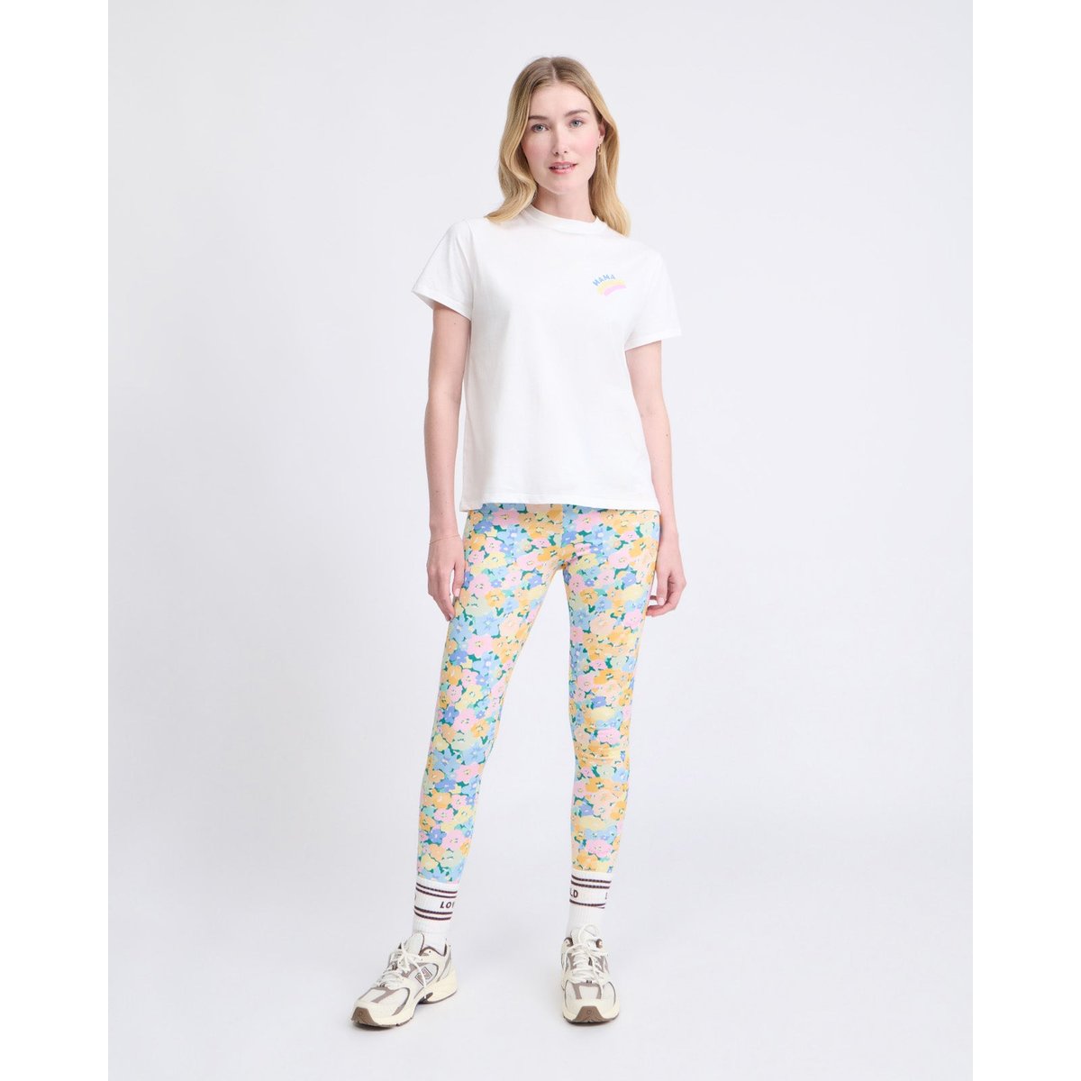 Legging en coton bio imprimé fleuri multicolore, EMOI EMOI