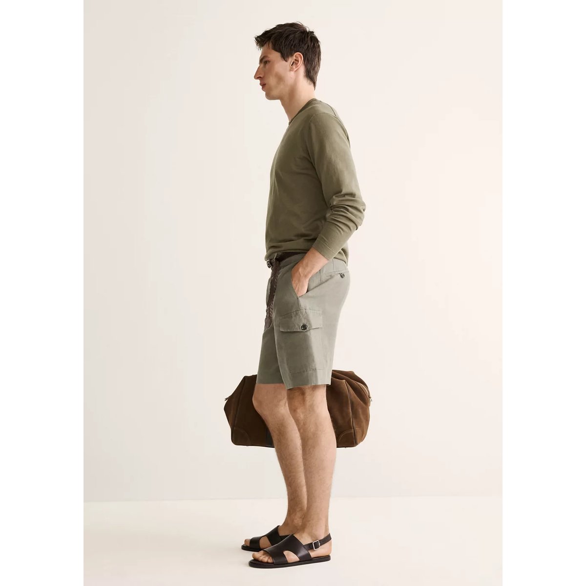 Bermuda lin cargo kaki, MANGO MAN