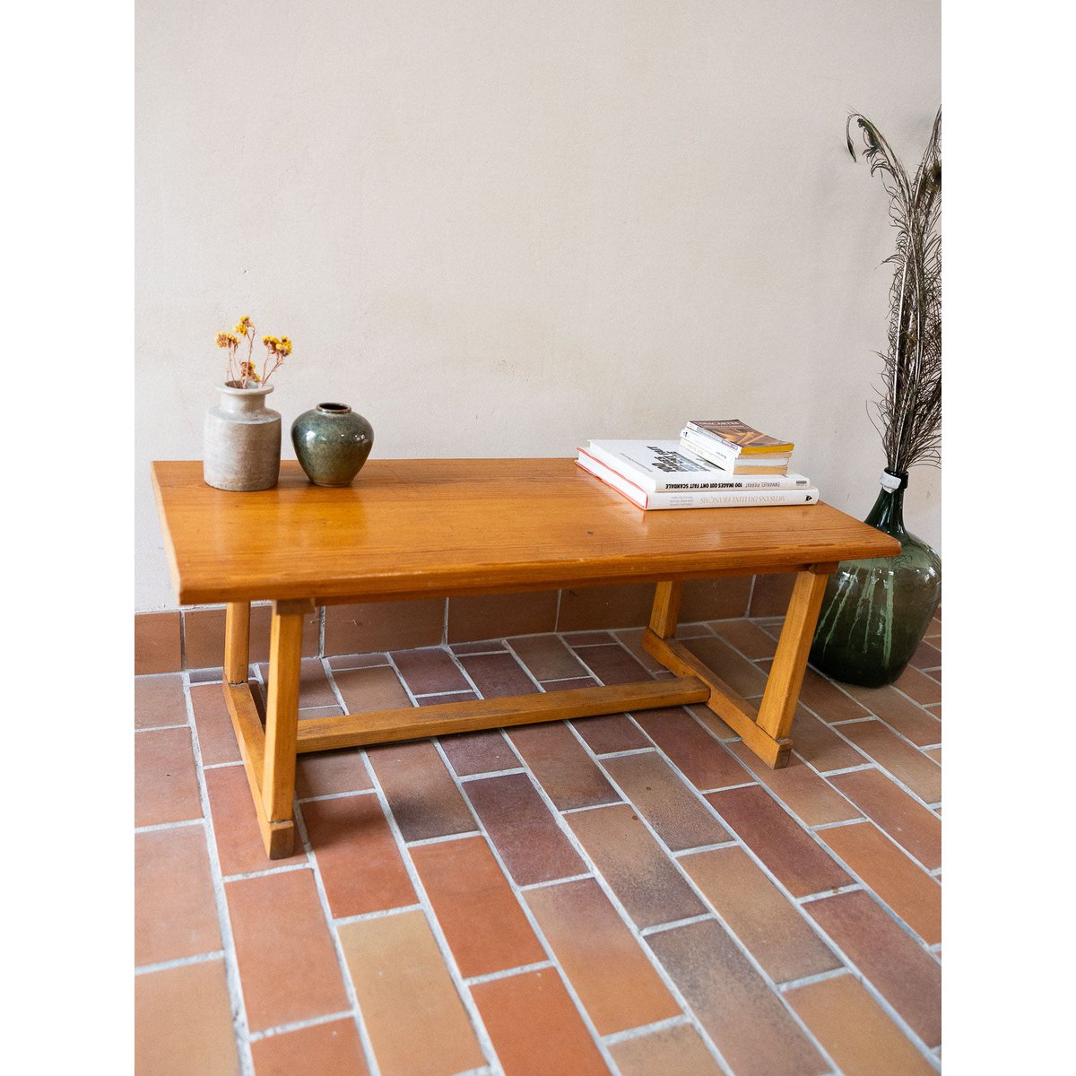Table basse bois Léonie N°1114 - Bon état bois clair, DEBONGOUT