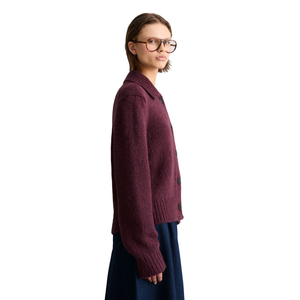 Cardigan épais, coupe classique en mélange de laine vierge douce rouge, MARC O’POLO DENIM