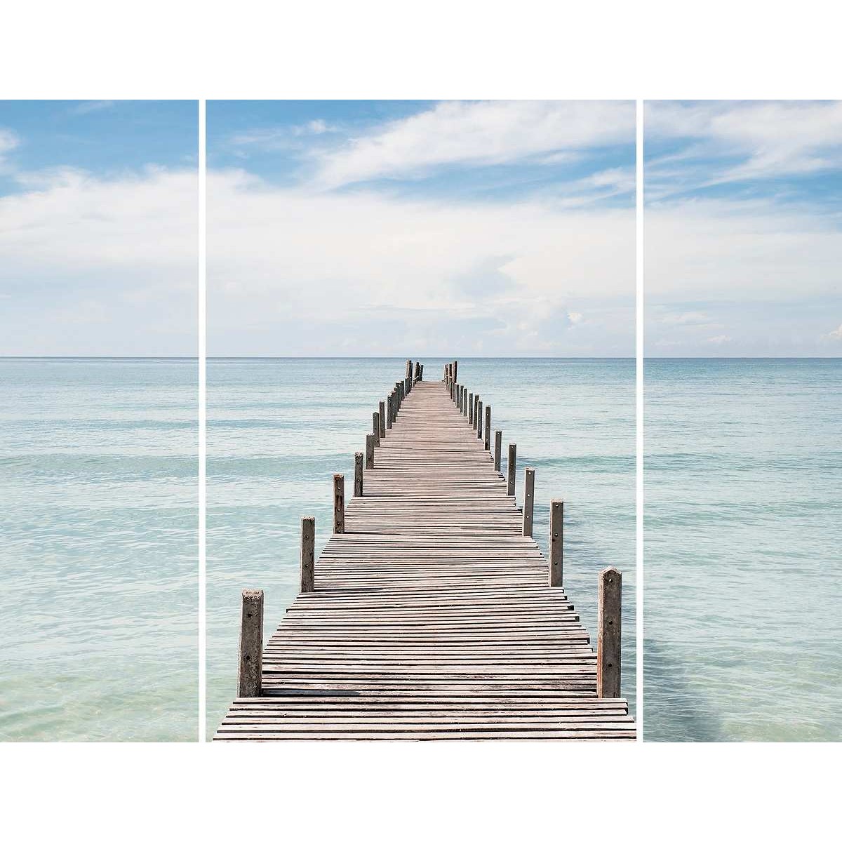 Triptyque Sur Toile Bridge Over The Sea 125x97 Cm PLAGE tableaux sur toile-bleu, CEANOTHE