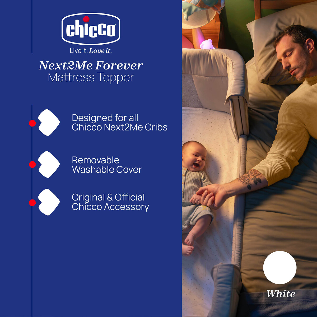 Next2Me Forever Terry Mattress Cover white, CHICCO