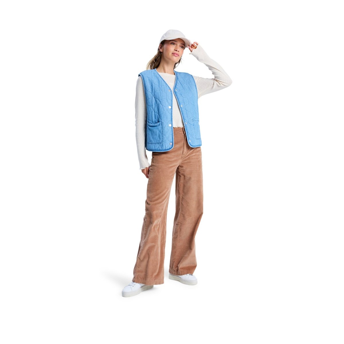 Veste gilet réversible en jean et doublée en sherpa SIMPLY LUCKY. bleu beau blue, ROXY