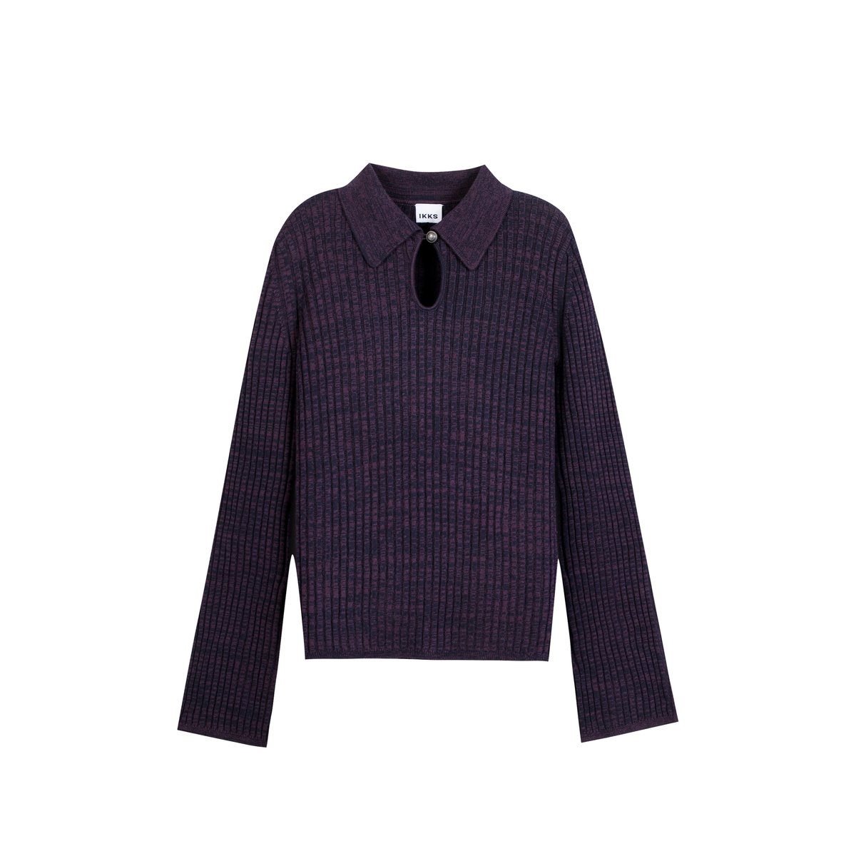 Pull tricot mouliné goutte devant violet foncé, IKKS