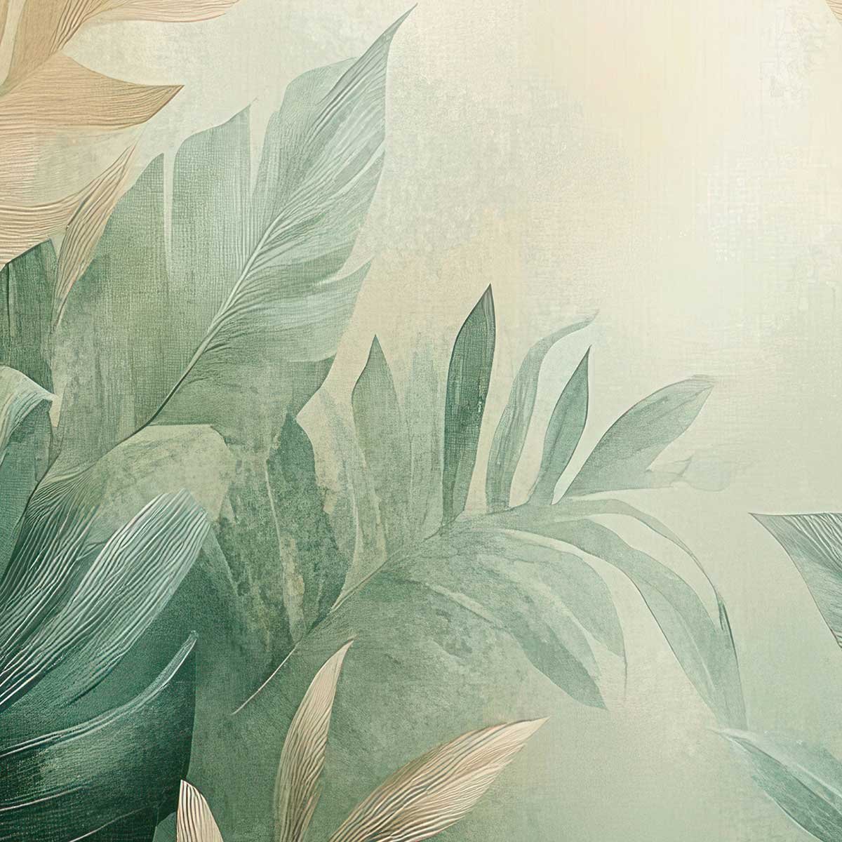 Affiche encadrée  Paysage naturel abstrait aux tons verts affiche + cadre en métal - noir, HEXOA
