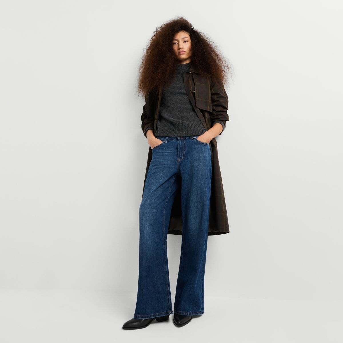 Lina - Jean Coupe Large, Taille Moyenne 11oz bleu rigid denim, PEPE JEANS