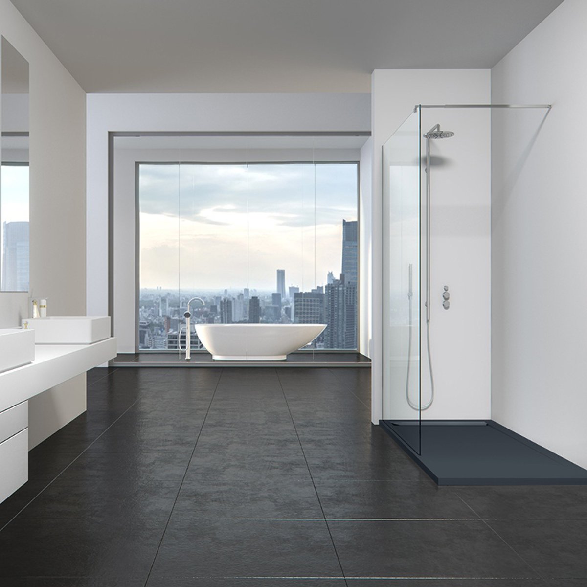 Receveur de douche 80x120 Kristal anthracite, AQUAE LINE