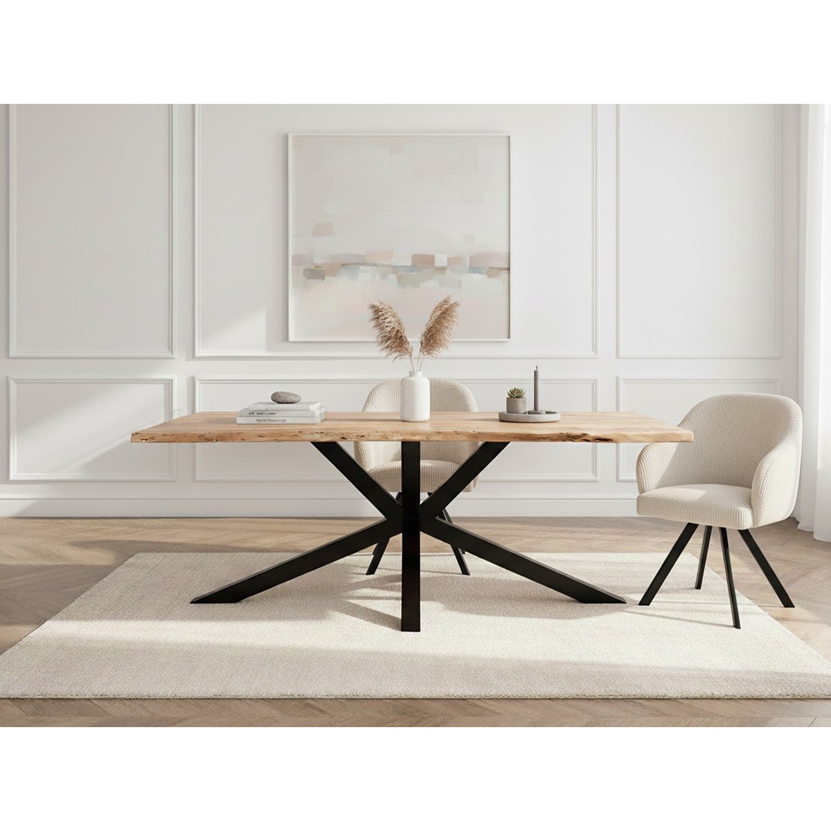 Table à manger bois massif, TWIST marron clair, BOBOCHIC