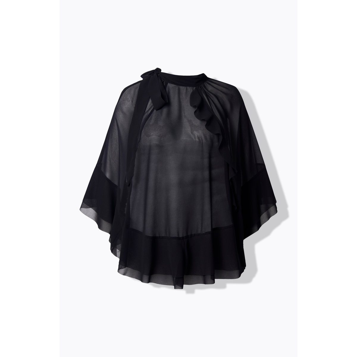 Blouse esprit cape en mousseline noir, ULLA POPKEN