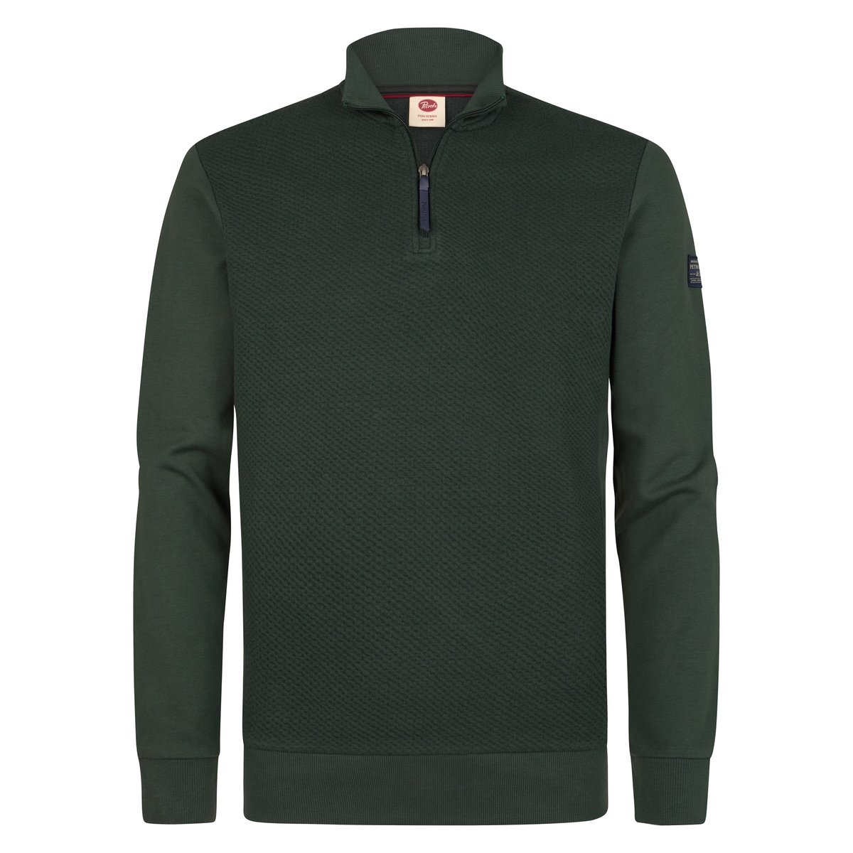 Pull col zippé en coton forgecrest vert deep green, PETROL INDUSTRIES
