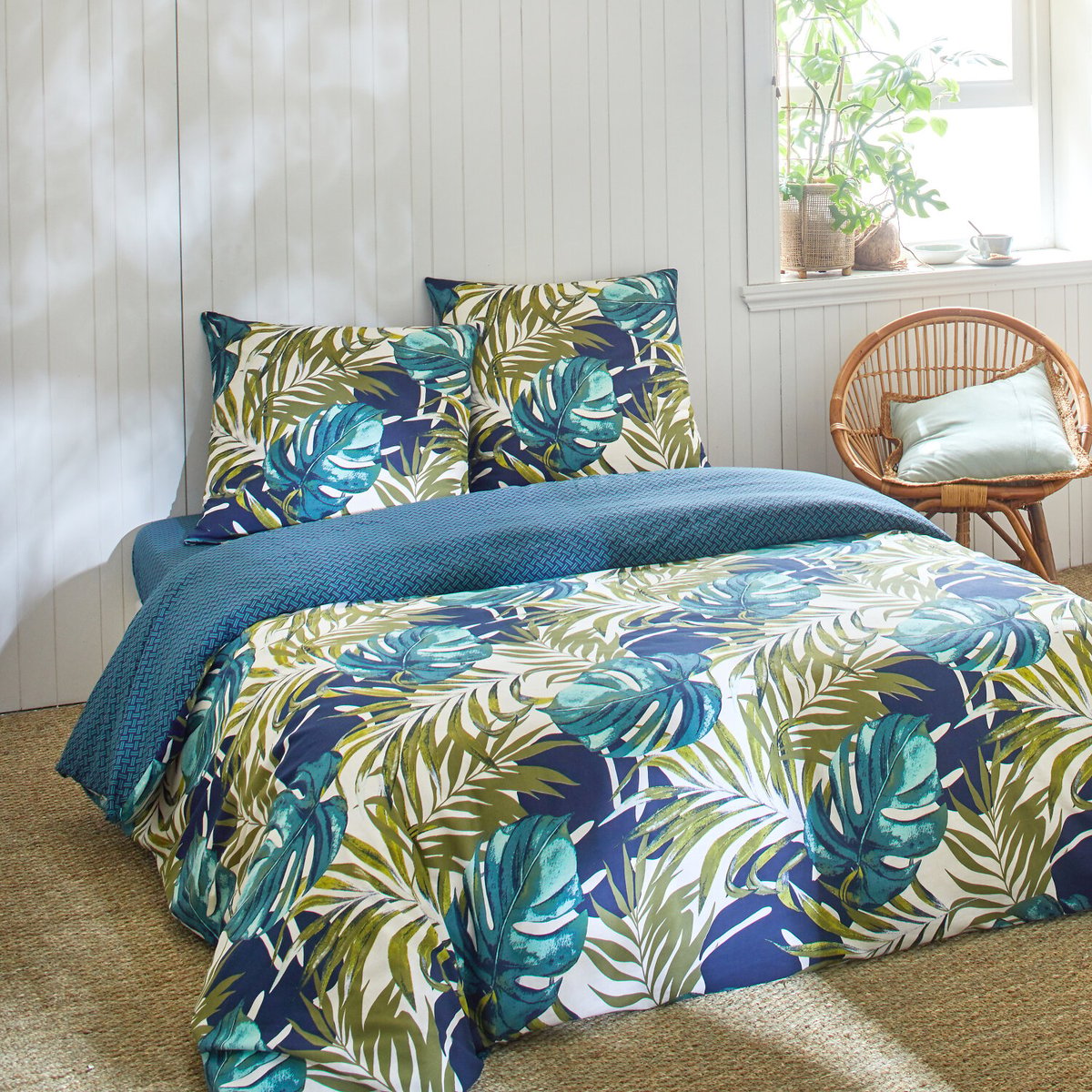 Parure housse de couette coton imprimés, terceira vert vert, C DESIGN HOME TEXTILE