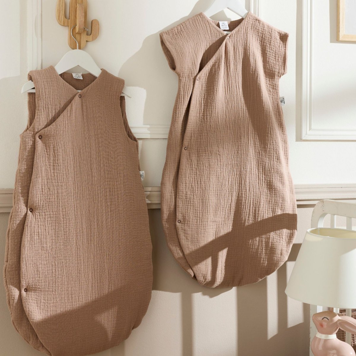 Gigoteuse d'été forme kimono double gaze (0-6 mois) mocha, BB & CO