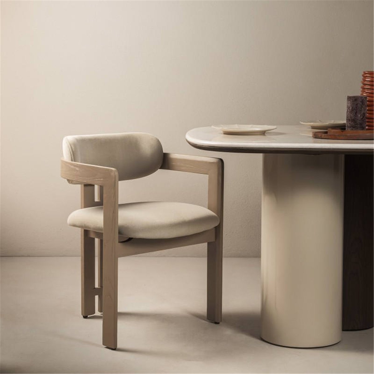 Chaise de salle à manger en bois NAREL beige, RECOLLECTION