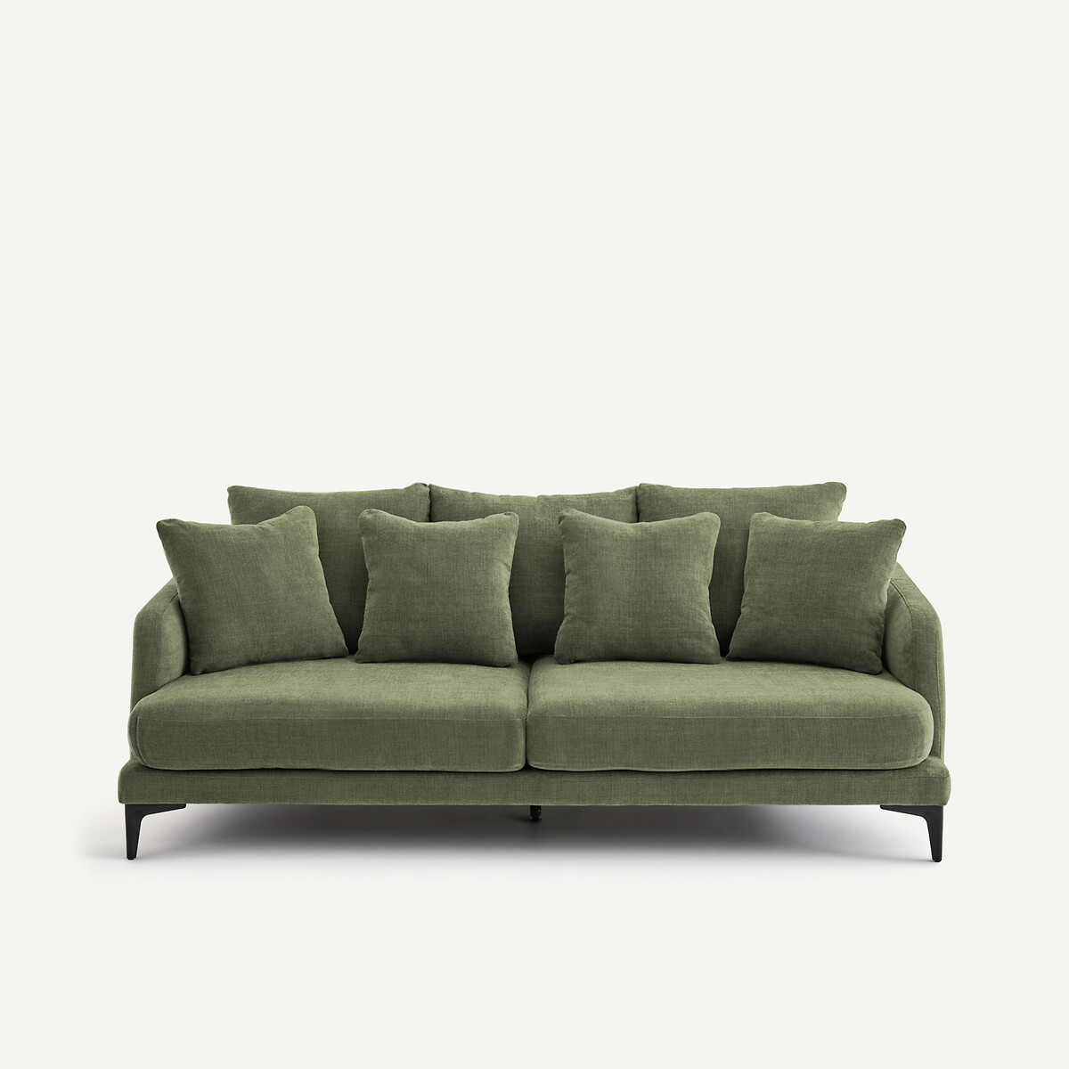Canapé droit, 3 ou 4 places, en polyester et coton, MODERNISTE vert forêt, EMMANUEL GALLINA X AM.PM