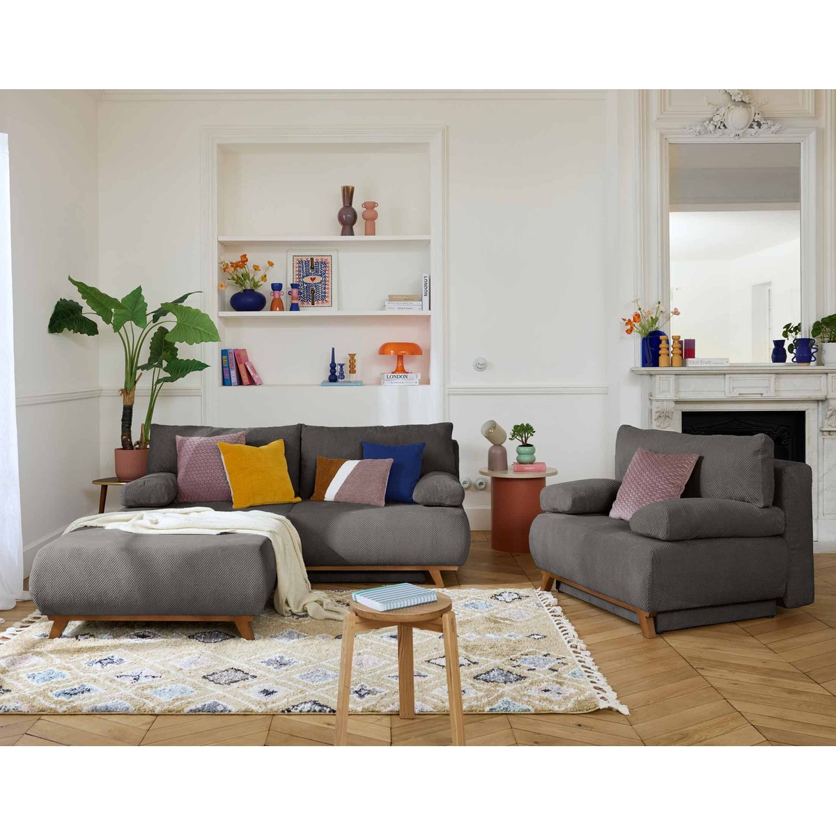 Canapé Convertible 4 places - CRISTAL gris foncé, BEST MOBILIER