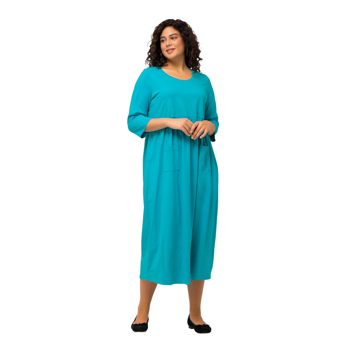 Robe en jersey, silhouette en A aqua foncé, ULLA POPKEN