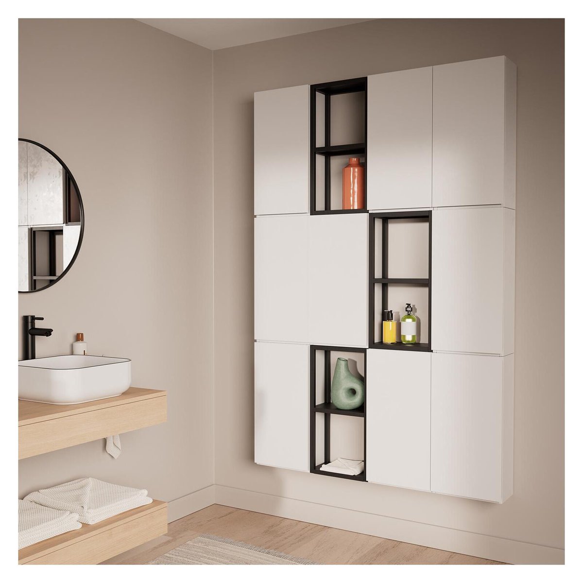 Module de rangement ouvert en métal WILL 30x60x16cm noir carbone, MOB IN
