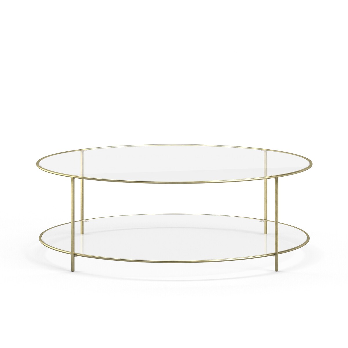 Table basse ronde verre trempé, Sybil laiton vieilli, AM.PM