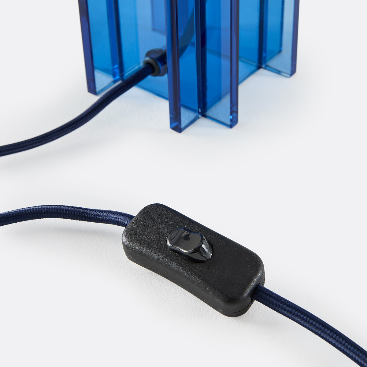 Bimo Table Lamp in Colourful Glass and Linen blue, LA REDOUTE INTERIEURS