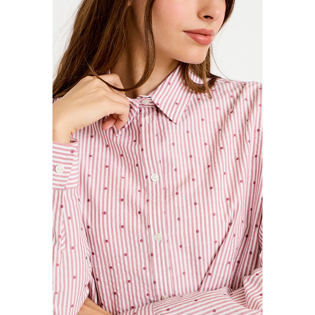 Chemise droite manches longues rouge clair, CACHE CACHE