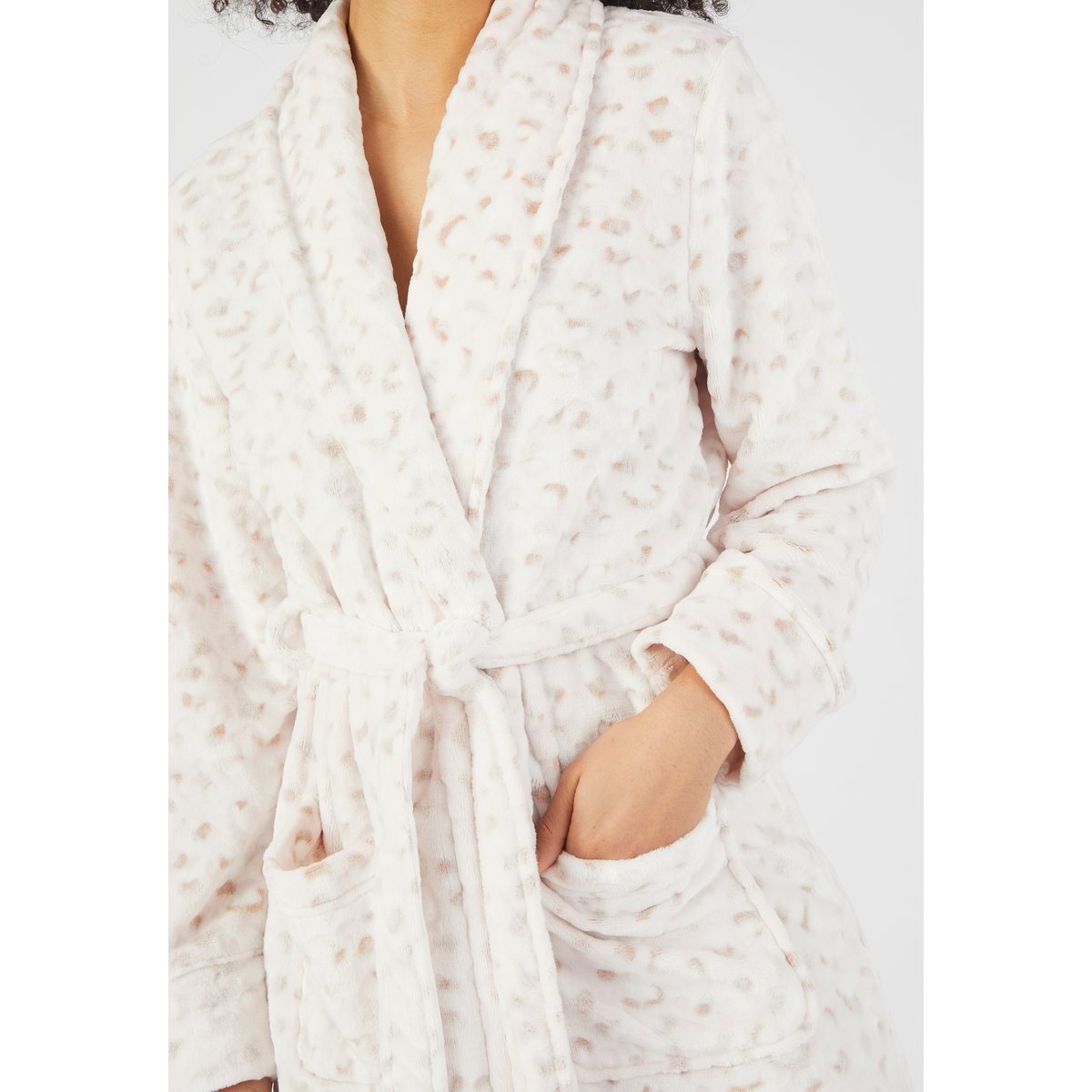 Robe de chambre Thermolactyl blanc ecru animalier, DAMART