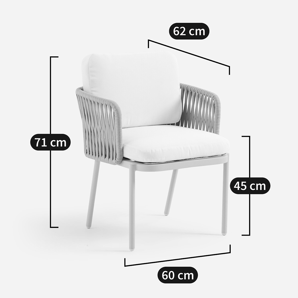 Fauteuil de table en sangles tressées, LEANDRA naturel/blanc, AM.PM