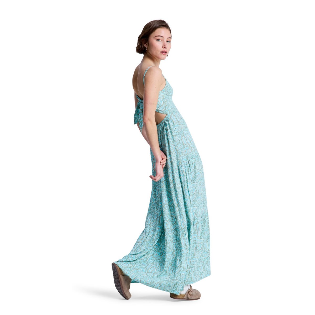 Robe longue imprimée TROPICAL GLOW MAXI PRINTED. vert oil green wildside paisley, ROXY