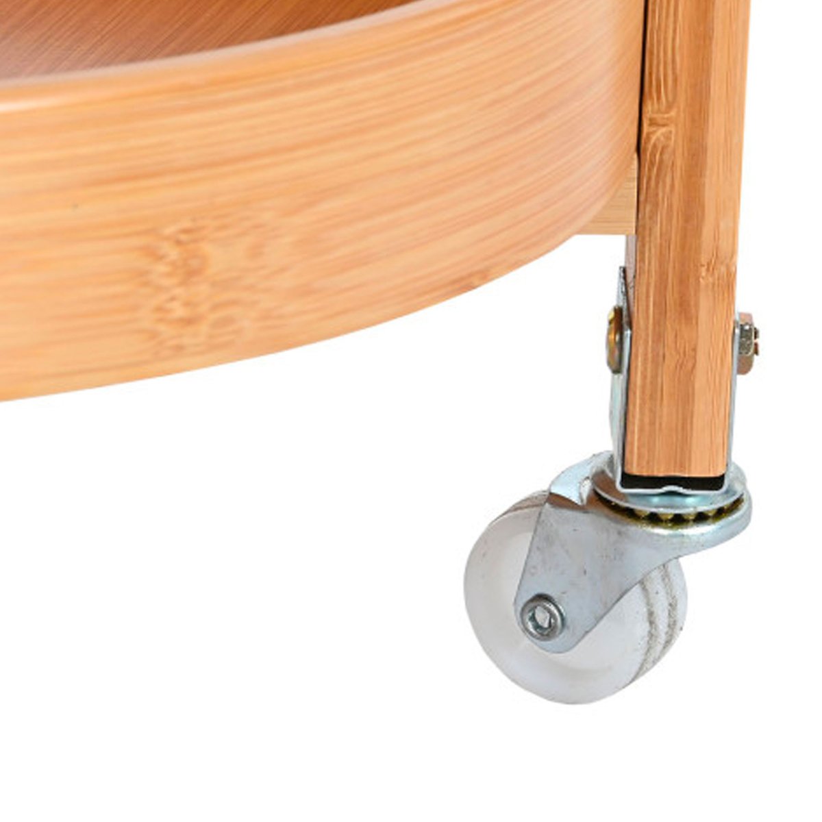Desserte de cuisine ronde sur roulettes en bambou 44x44x90cm bois, WADIGA