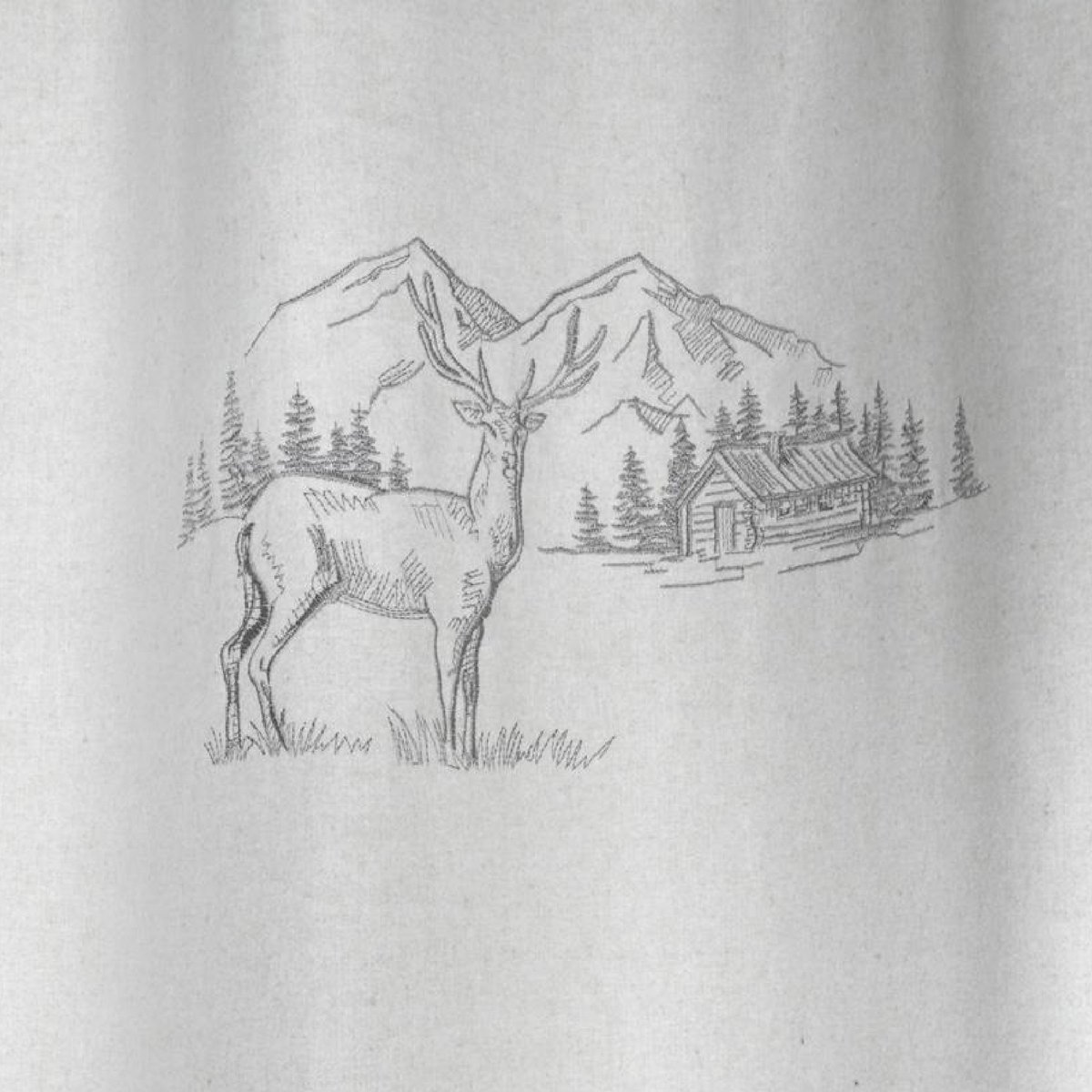 Rideau cerf esprit chalet - Effet laine brodé naturel, LOVELY CASA