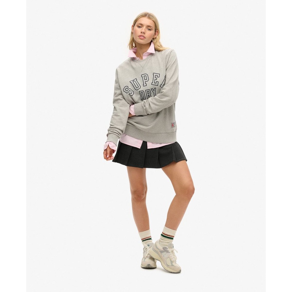 Sweat oversize imprimé Athletic gris athlétique chiné, SUPERDRY
