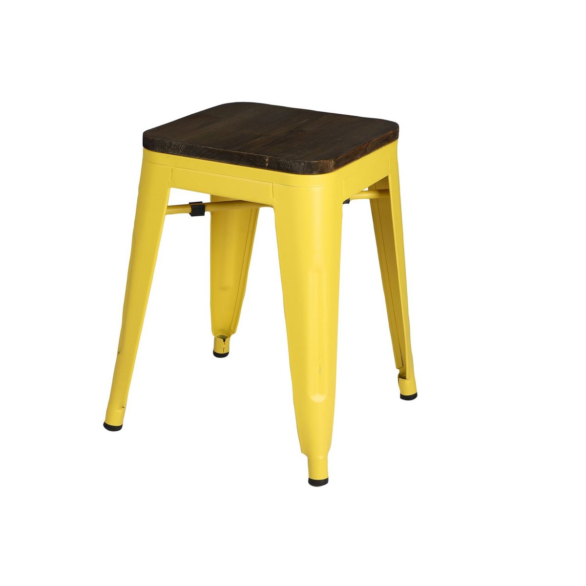 Lot de 4 tabourets en bois et métal design vintage LIV jaune, TOILINUX