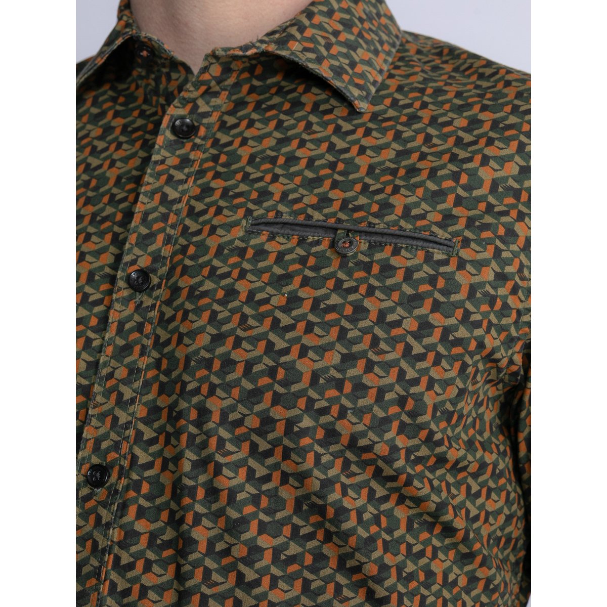 Chemise imprimée manches longues vert, PETROL INDUSTRIES