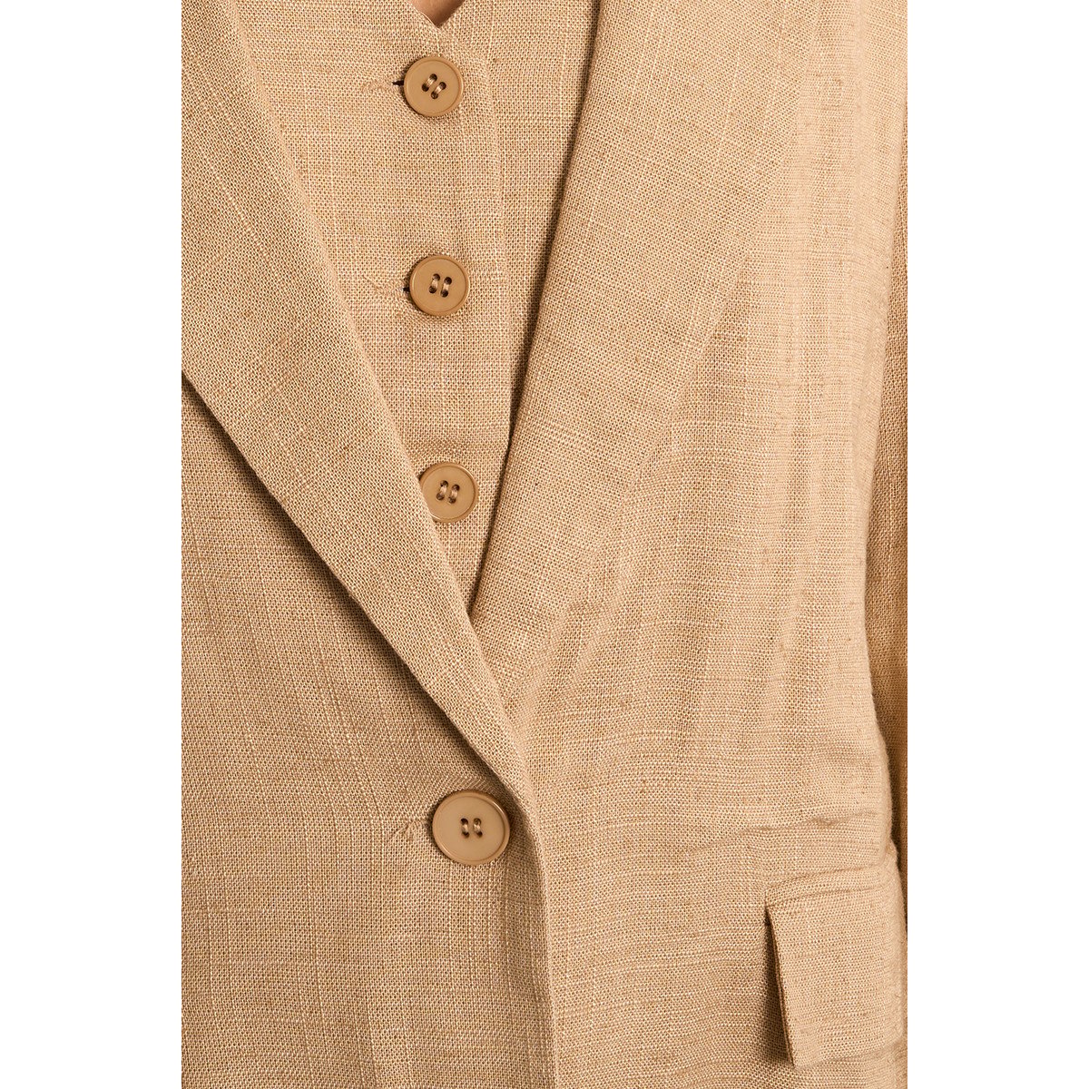 Blazer droit en lin beige, LILI SIDONIO