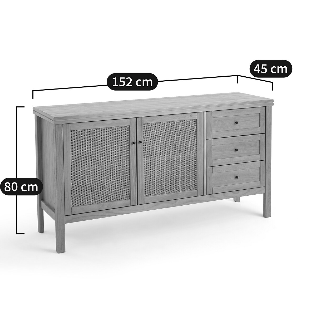 Mobile credenza in pino massello e vimini Gabin naturale , LA REDOUTE INTERIEURS