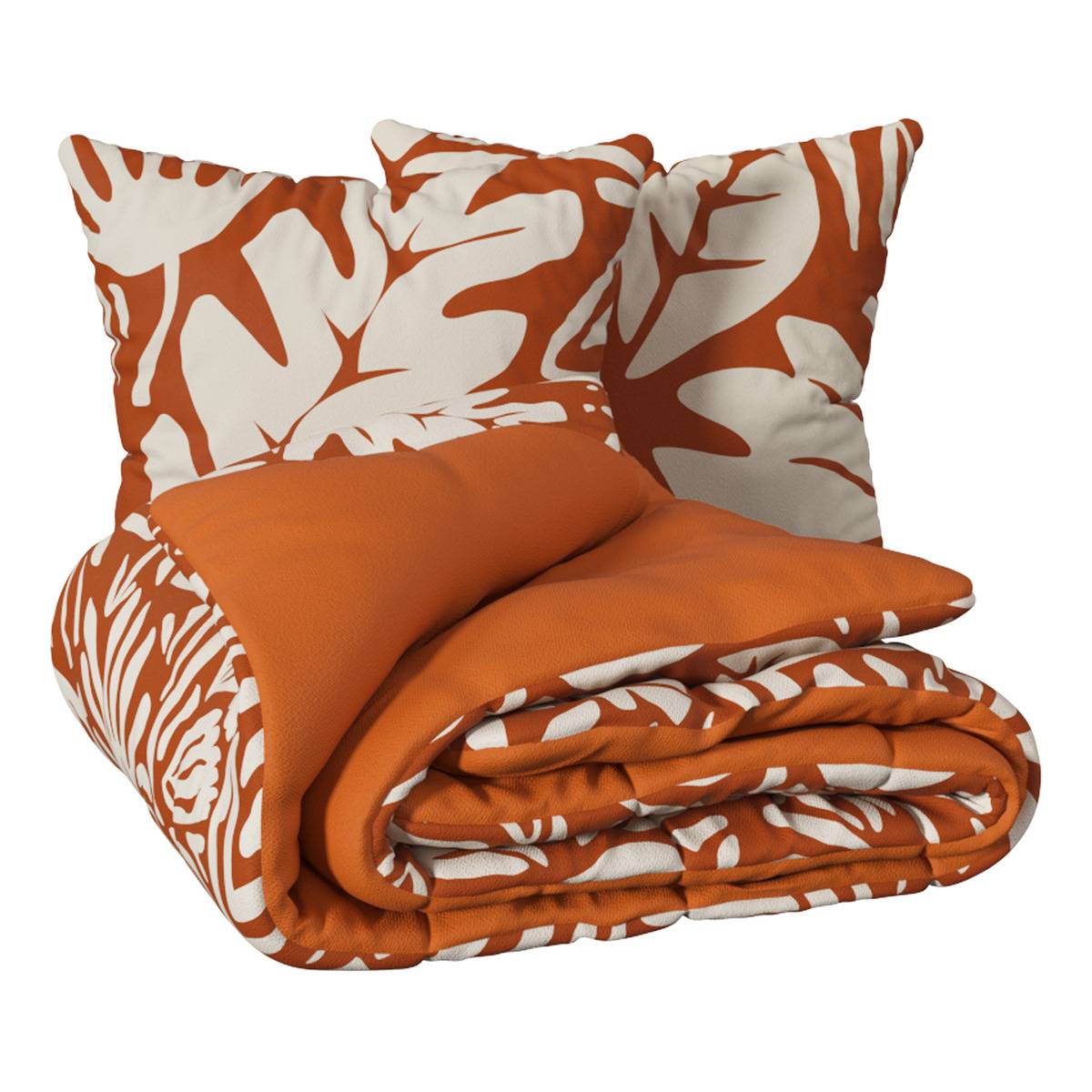 Parure de lit double en coton MORRIS orange, ATMOSPHERA