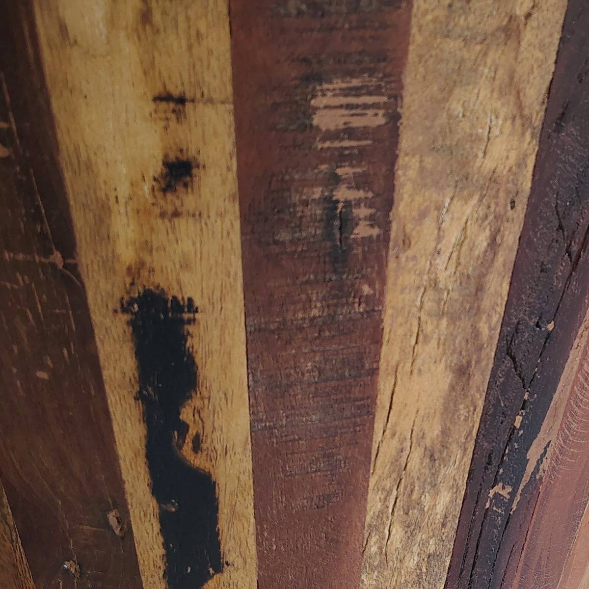 Table à manger en bois recyclé et en marbre ANYA bois foncé, MADE IN MEUBLES