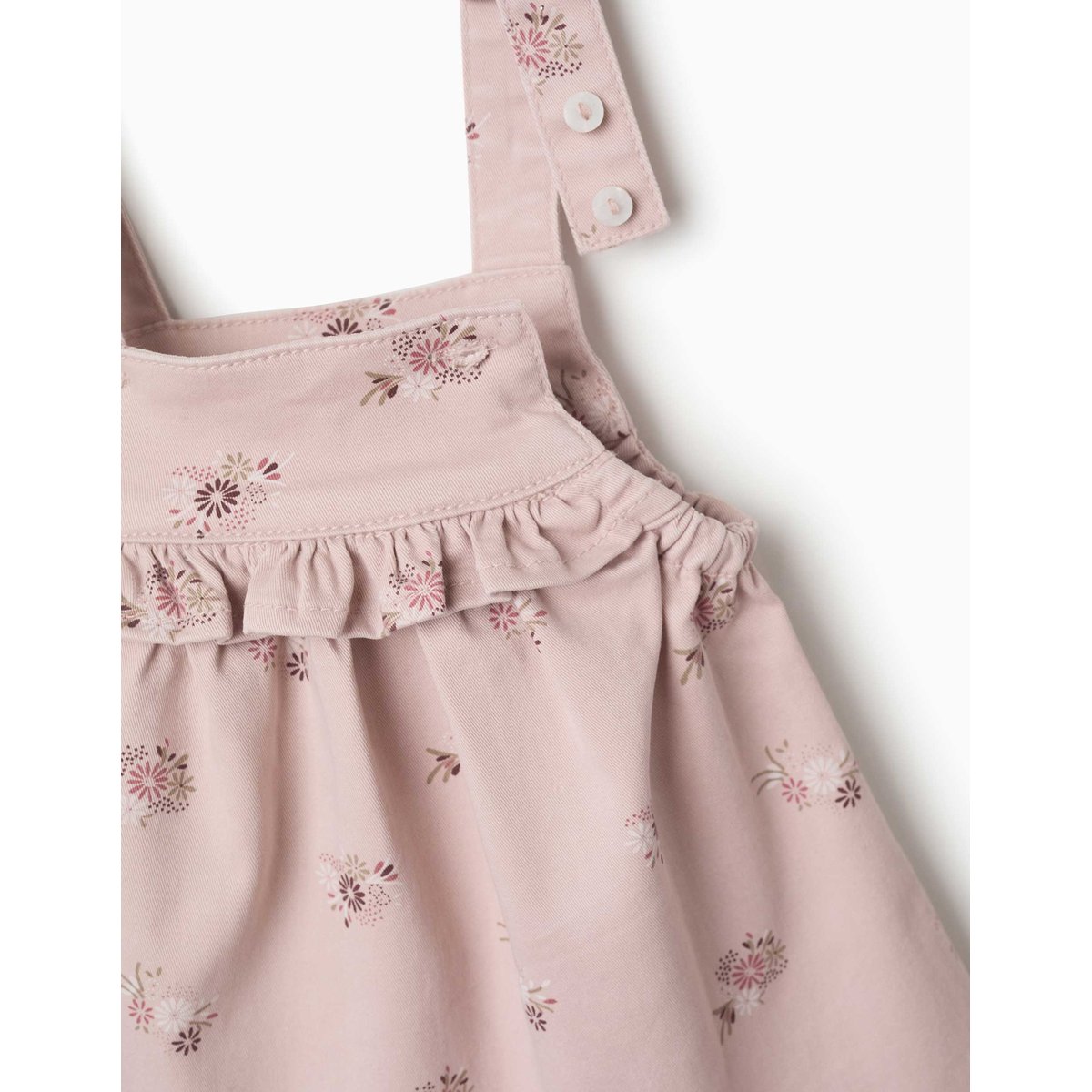 Robe chasuble en sergé avec imprimé fleuri rose clair, ZIPPY