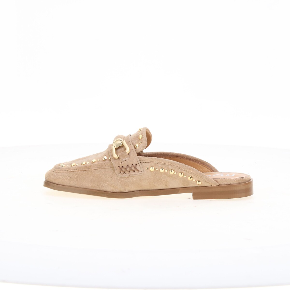 Mocassini sabot in pelle scamosciata beige, MJUS